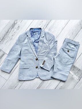 Appaman Light Gray Boys' Linen Blend Blazer & Pants Set - size 5